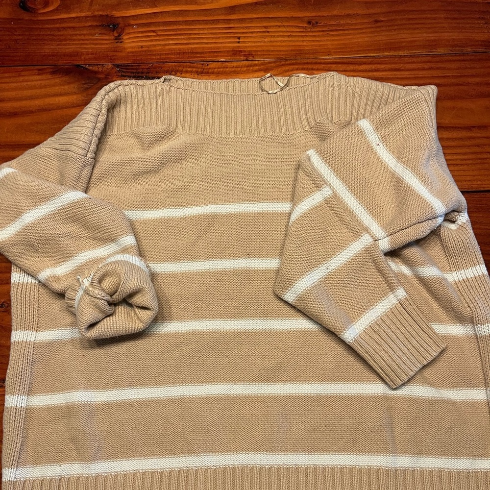 Tan and white striped sweater - Picture 3 of 3